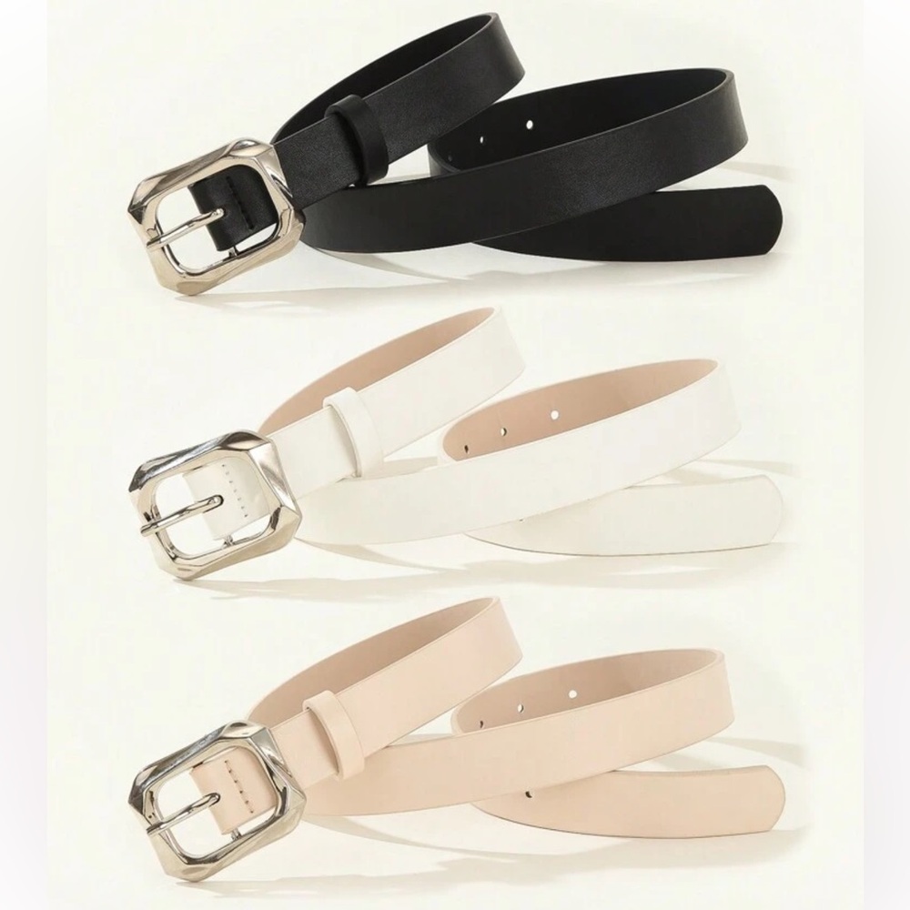 NEVER WORN SHEIN Women's Belt Trio - Black, White, Tan
